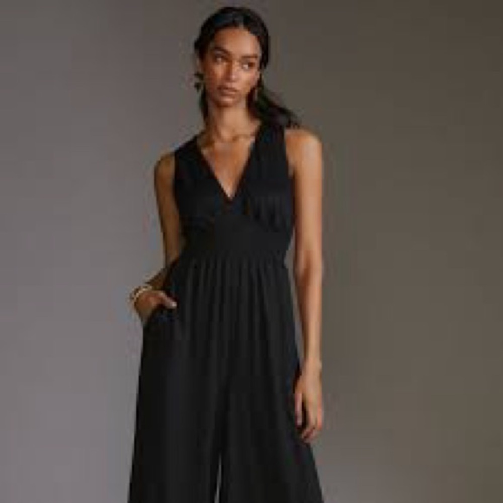 Anthropologie Black Sleeveless Jumpsuit